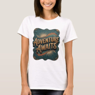 T-shirt Art orange artistique AVENTURE À VENIR Texte 3D