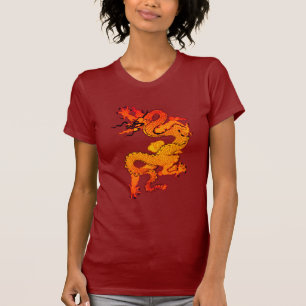T-shirt Art orange et rouge ardent de dragon