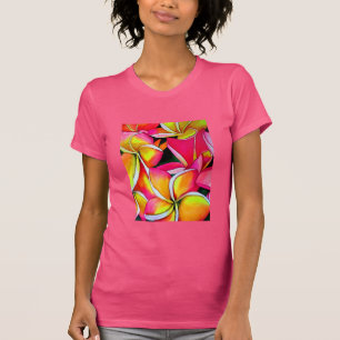 T-shirt Art original de la fleur de Neon Frangipani tropic