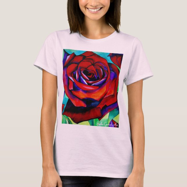 T-shirt Art original rose de la passion rouge (Devant)