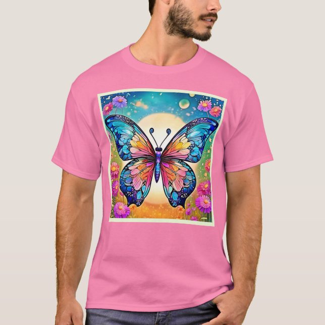 T-shirt Art papillon floral (Devant)