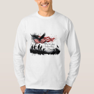 T-shirt Art patriotique du 4 juillet avec drapeau et solda