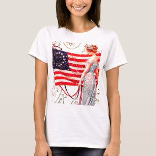 T-shirt Art patriotique vintage de carte postale de Madame