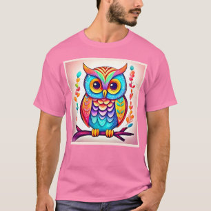 T-shirt Art Perch de la Chouette arc-en-ciel