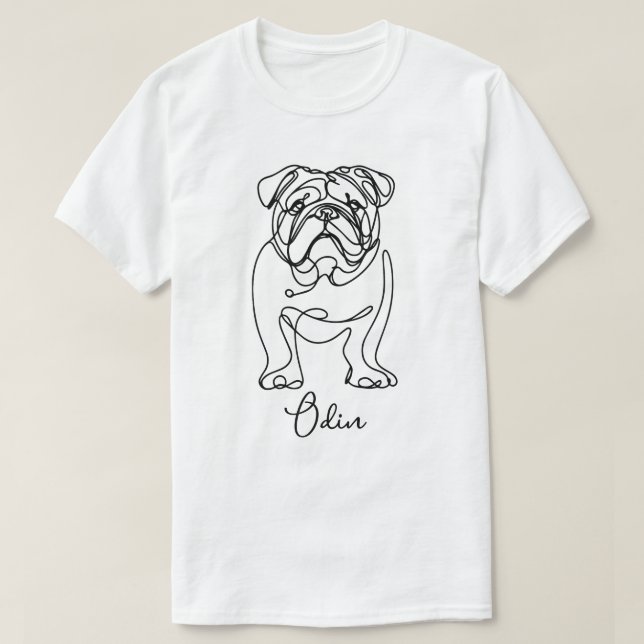 T-shirt Art personnalisé de ligne Bulldog (Design devant)