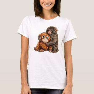 T-shirt Art PNG de singe adorable
