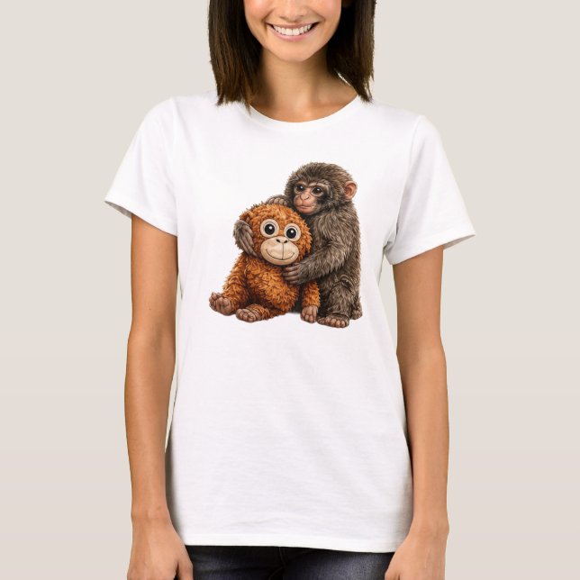 T-shirt Art PNG de singe adorable (Devant)
