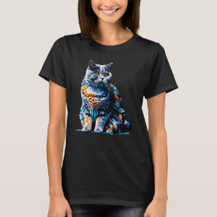 T-shirt Art polygonal Chat British Shorthair British Blue