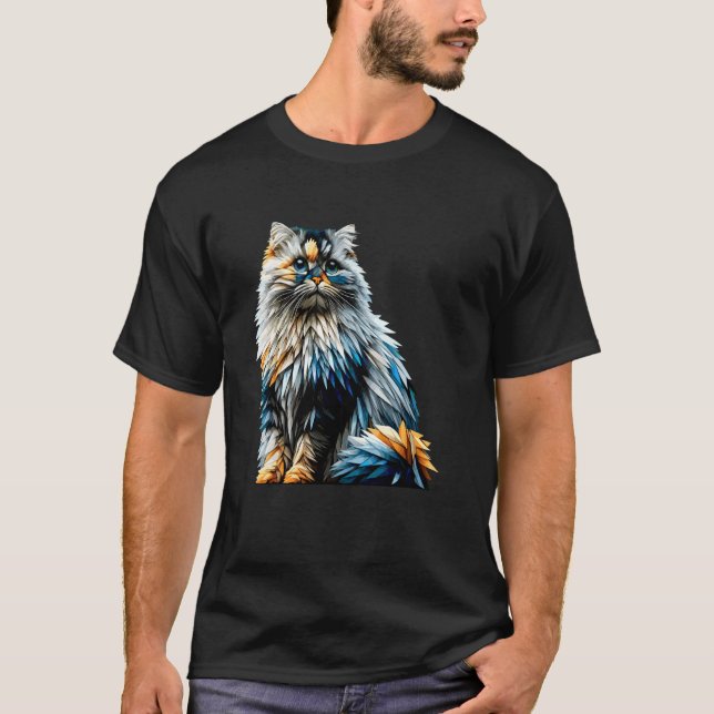 T-shirt Art polygonal Chat Himalayen Persan (Devant)