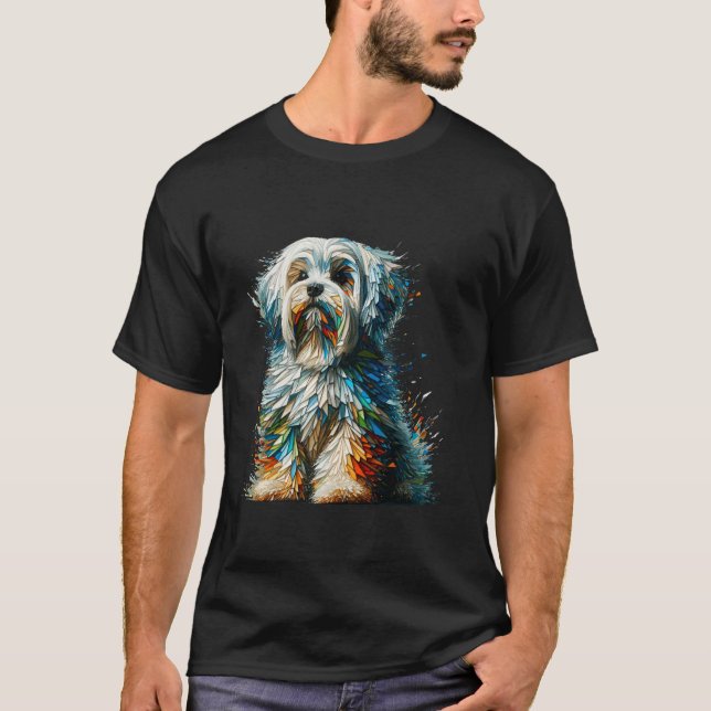 T-shirt Art polygonal maltais maltaises (Devant)