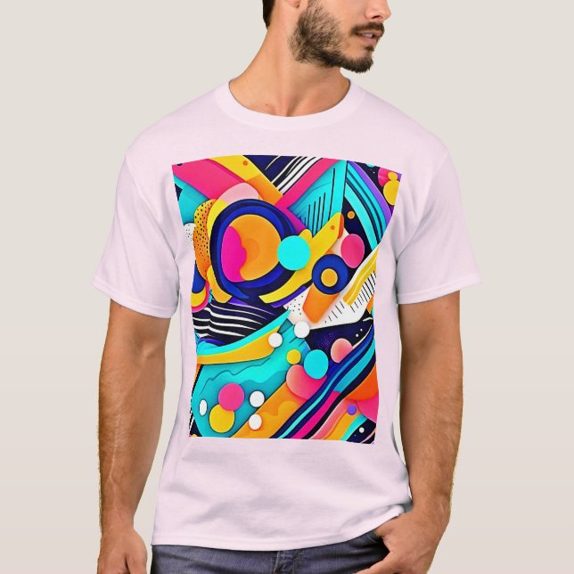 T-shirt Art Pop Abstrait Vibrant (Devant)