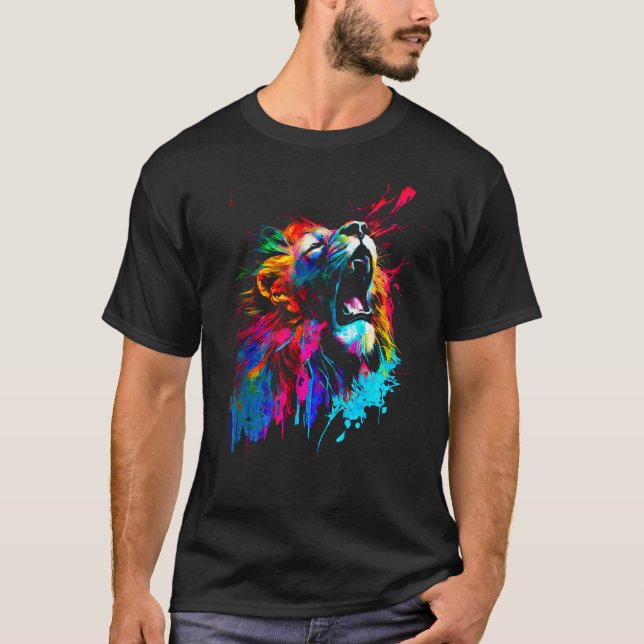 T-shirt Art pop africain Lion (Devant)