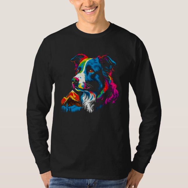 T-shirt Art Pop Border Collie (Devant)