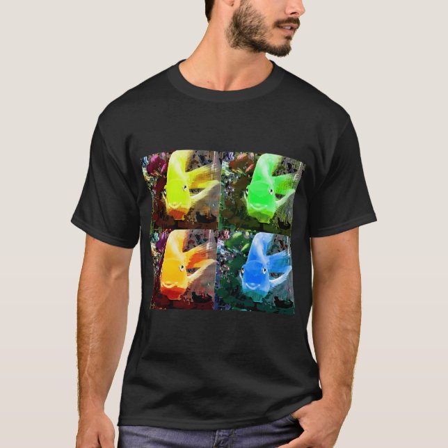 T-shirt Art pop néon poisson heureux (Devant)