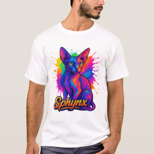 T-shirt Art Pop Vibrant Sphynx Chat - Coloré moderne