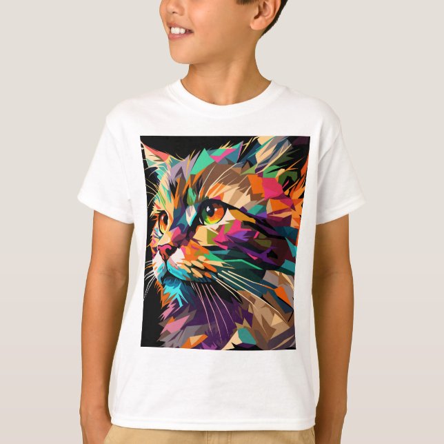 T-shirt Art pop visage de chat (Devant)