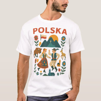 T-shirt Art populaire montagnard polonais plat