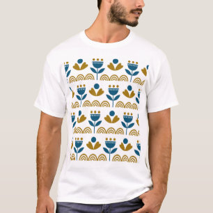 T-shirt Art populaire scandinave, motif coloré.