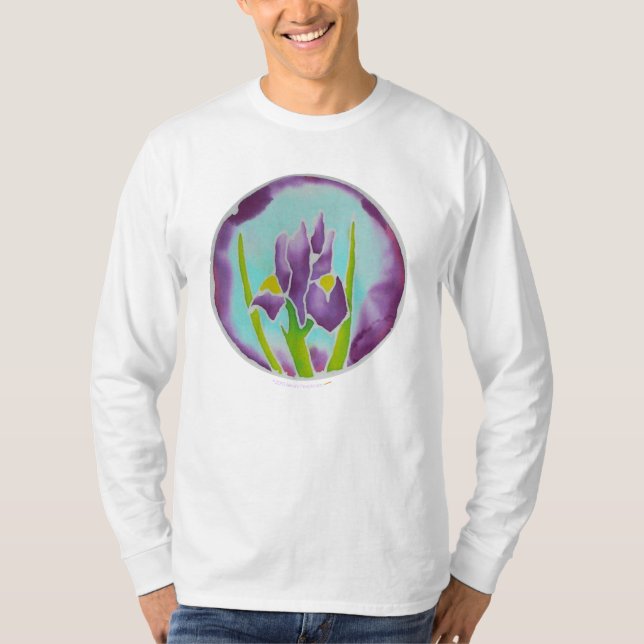 T-shirt Art pourpre de batik de fleur d'iris (Devant)