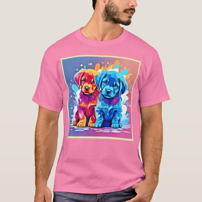 T-shirt Art Puppy Coloré (Devant)