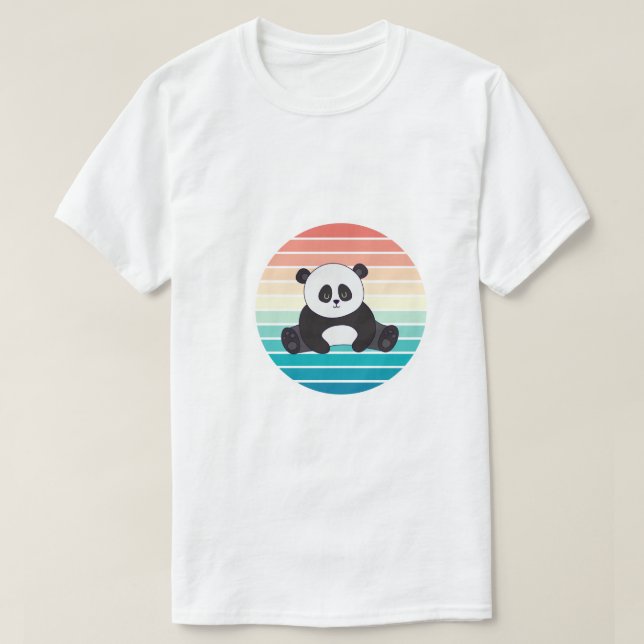 T-shirt Art relaxant de Panda Rétro Coucher de Soleil (Design devant)
