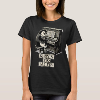 T-shirt Art Rétro Piano Manchot