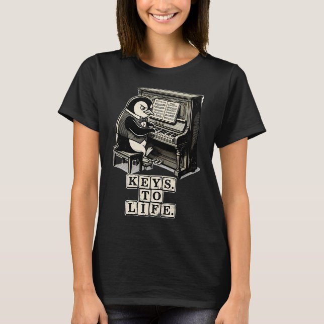 T-shirt Art Rétro Piano Manchot (Devant)