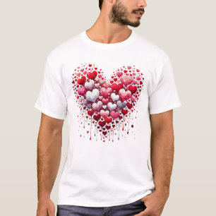 T-shirt Art romantique abstrait de cœur rouge éclaboussé d