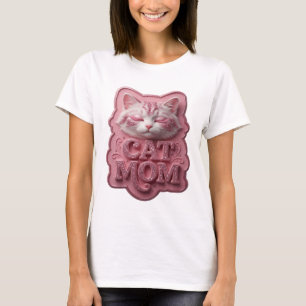 T-shirt Art rose CAT MOM Texte 3D Artistique