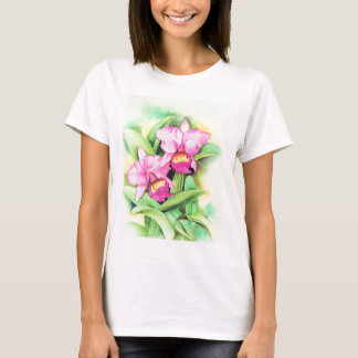T-shirt Art rose de fleur d'orchidée de Catleya - multi