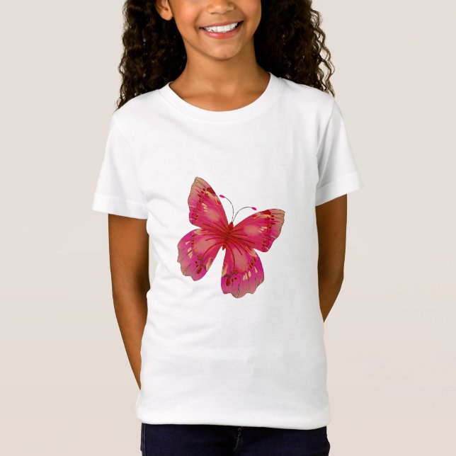 T-Shirt Art rose Vintage joli papillon (Devant)