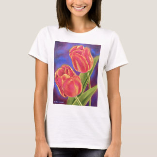 T-shirt Art rouge de fleur de tulipes - multi