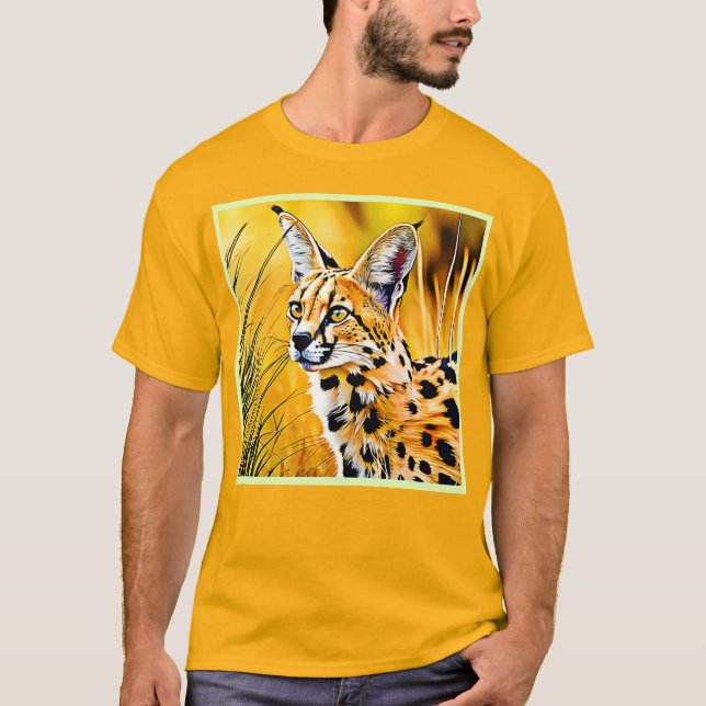 T-shirt Art Serval Africain (Devant)