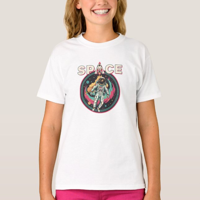 T-shirt Art spatial astronaute cosmique rétro (Devant)