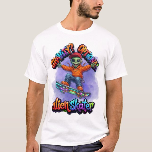 T-shirt Art spatial Hoverboard Alien Skateur Gravité facul (Devant)
