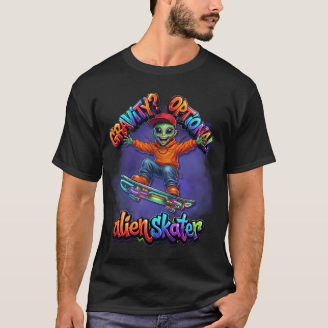 T-shirt Art spatial Hoverboard Alien Skateur Gravité facul (Devant)