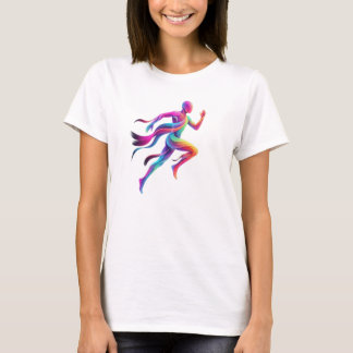 T-shirt Art Sportif Abstrait Coureur Néon