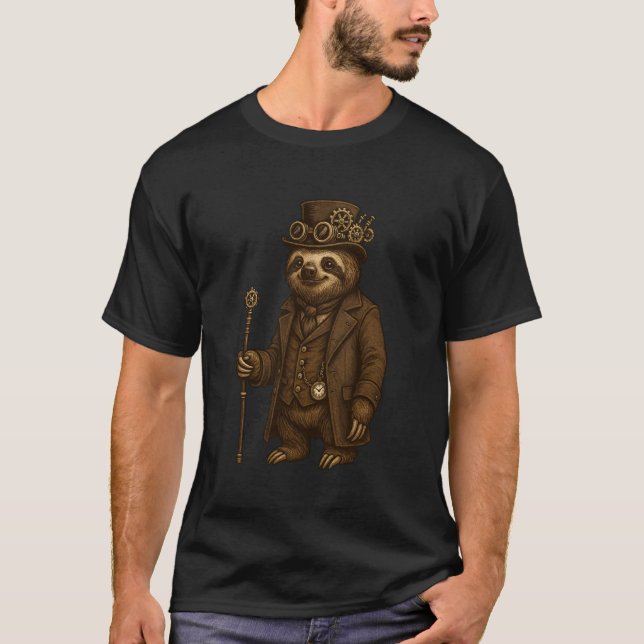 T-shirt Art steampunk drôle de paresseux (Devant)