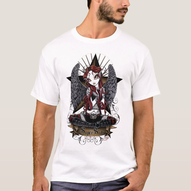 T-shirt Art superbe de Myka Jelina d'ange d'étoile de (Devant)