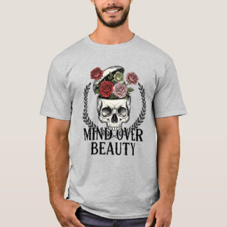 T-Shirt Art Suréaliste Crâne Floral Mind Over Beau