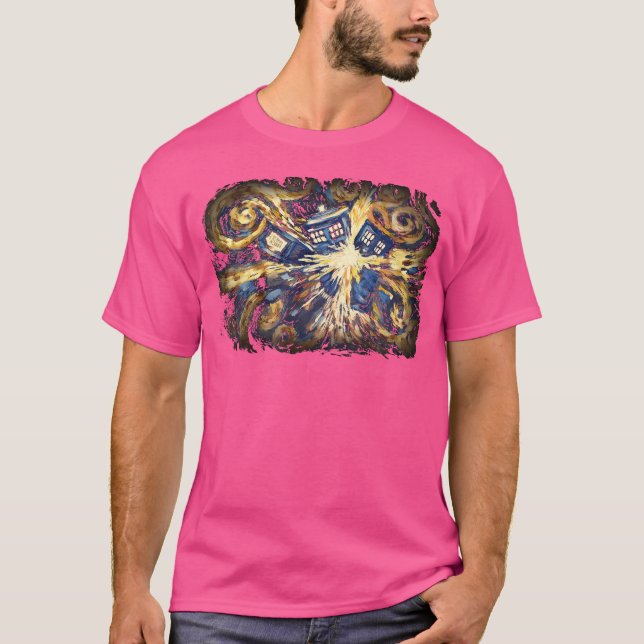 T-shirt Art Tardis Van Gogh Temps Voyage Ventilateur Sci-F (Devant)