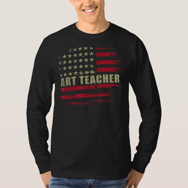 T-shirt Art Teacher 4th Of July US Flag Patriotic American (Devant)