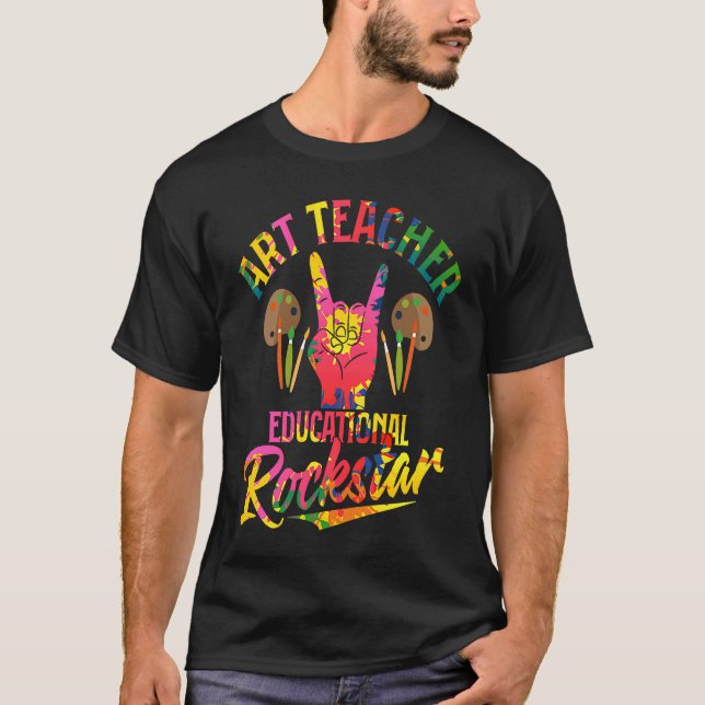 T-shirt Art Teacher Educational Rockstar Education Artist (Devant)