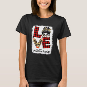 T-shirt Art Teacher Love Messy Bun Leopard Buffalo Retour