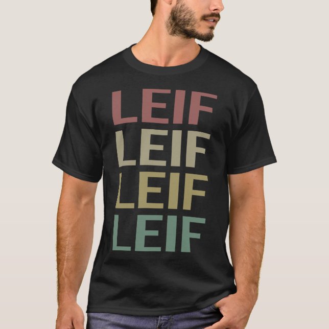 T-shirt Art Texte coloré - Nom Leif (Devant)