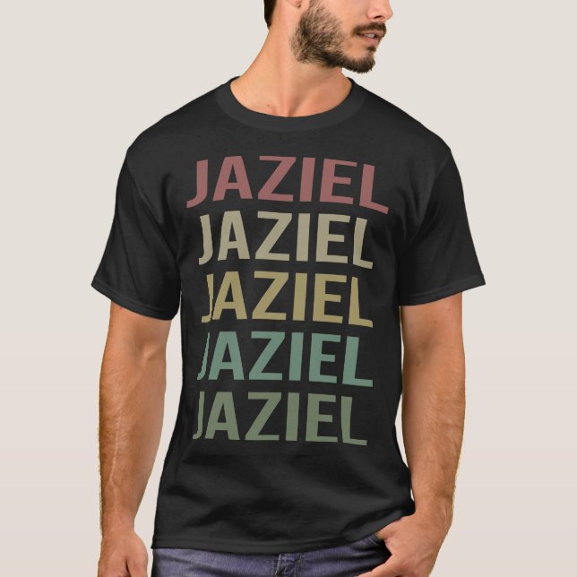 T-shirt Art Textuel Coloré - Nom Jaziel (Devant)