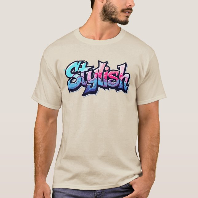 T-Shirt Art Textuel Graffiti Élégant (Devant)