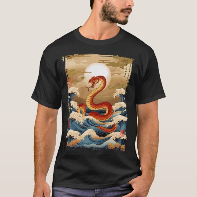 T-shirt Art traditionnel japonais des serpents (Devant)