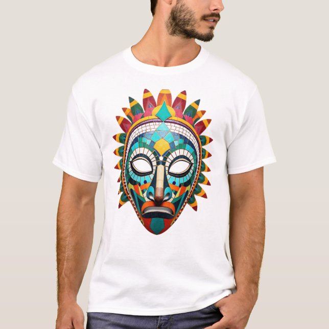 T-shirt Art Tribal Face Mosaic (Devant)