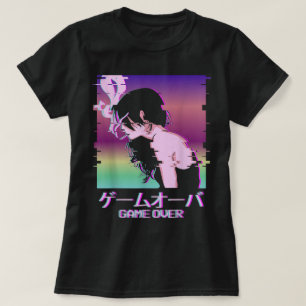 T-shirt Art Vaporwave Glitch Anime Game Over